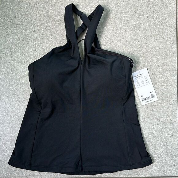 NWT Athleta Crossed Tankini Wireless Swim Top Black Medium 36" to 37" bust - Picture 5 of 14